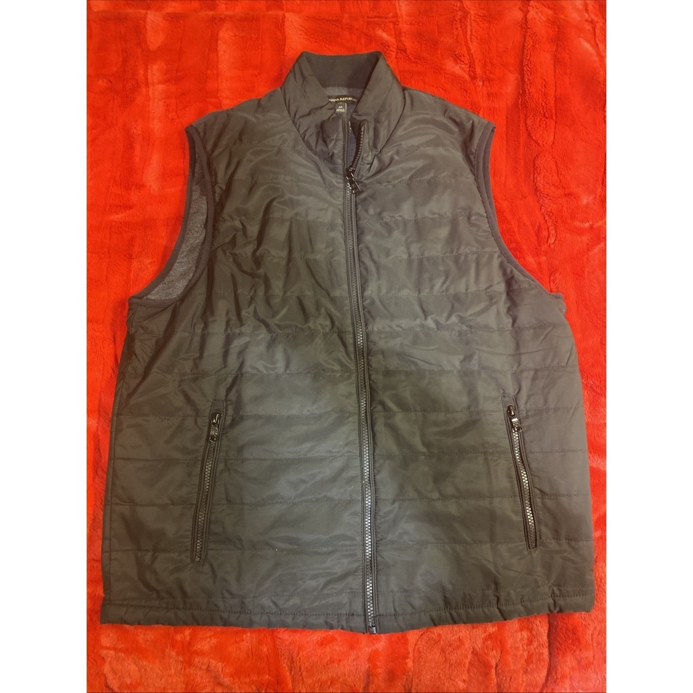 Banana Republic Vest Mens Medium Black Lined Sleeveless‎ Jacket Casual Full Zip